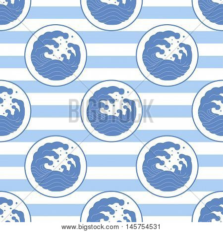 Sea Wave Polka Dot On Sailors Striped Vest Background Modern Flat Simlpe Vector Illustraton