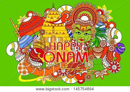 easy to edit vector illustration of Happy Onam  holiday for South India festival background