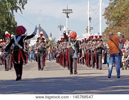 MOSCOW, RUSSIA - August 27, 2016: Band formation of the Carabinieri Italy. Festival of military orchestras 