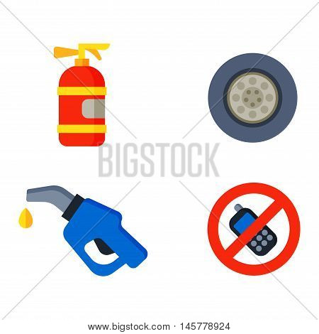 Auto transport motorist icons symbols and equipment auto transport symbols vector. Auto transport service and car driver tools icons high detailed vector set. Motorist driving icons
