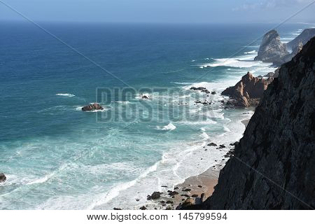 View from Roca Cape (westernmost point in continental Europe) in Portugal