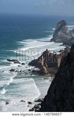 View from Roca Cape (westernmost point in continental Europe) in Portugal