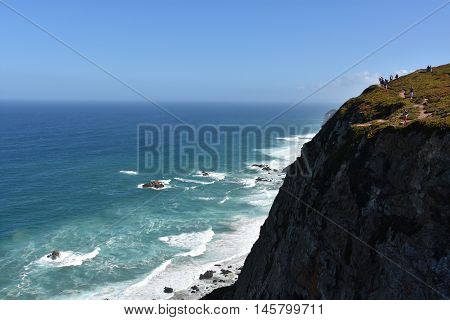 View from Roca Cape (westernmost point in continental Europe) in Portugal