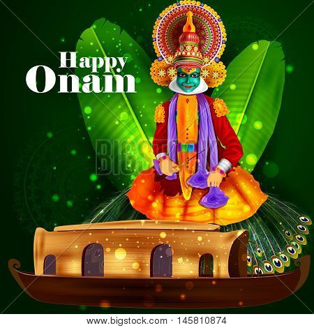 easy to edit vector illustration of Happy Onam  holiday for South India festival background