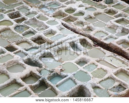 White Dye Pits of the Leather Factory in Fez of Morocco, Background, Pattern