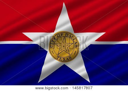 Flag of Dallas is a major city in the state of Texas United States. 3D illustration