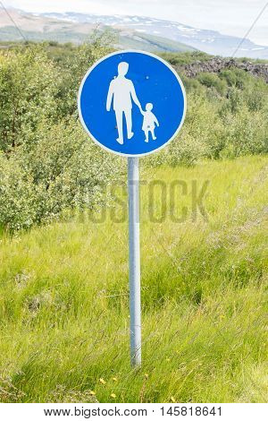 Road Sign In Iceland - Pedestrian Path