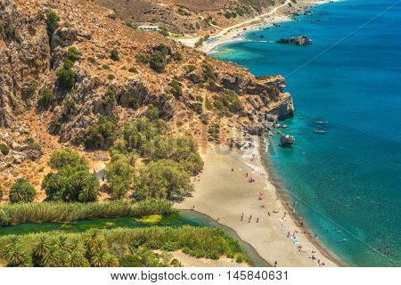 Crete, Greece: flat lay, top view of Palm Bay