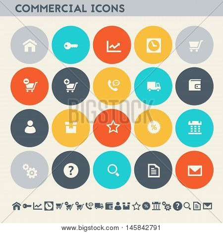 Modern flat design multicolored commercial icons collection