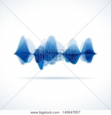 Vector audio and sound waves, white background