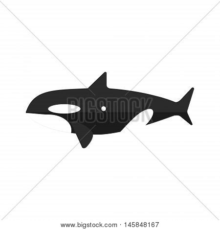 Orca Whale Primitive Style Childish Sticker. Marine Animal Minimalistic Vector Illustration Isolated On White Background.