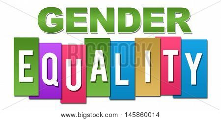Gender equality text written over pink blue background.