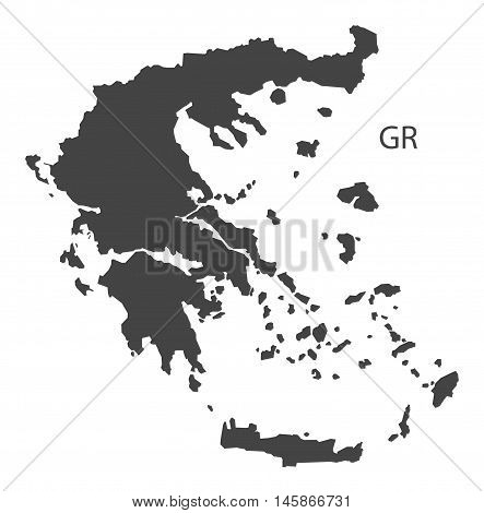 Greece grey map isolated vector high res