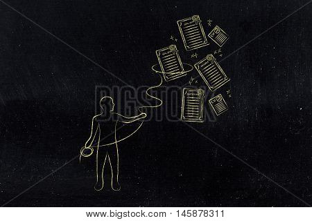Person With Lasso Collecting Degrees, Improve Your Qualifications