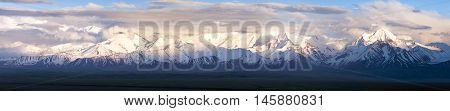Panoramic view of Pamir mountain - Zaalay valley - Kyrgyzstan - central asia