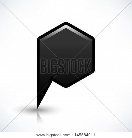 Blank map pin location sign rounded hexagon shape icon with gray shadow and gradient reflection isolated on white background in simple flat style. Web design element save in vector illustration 8 eps