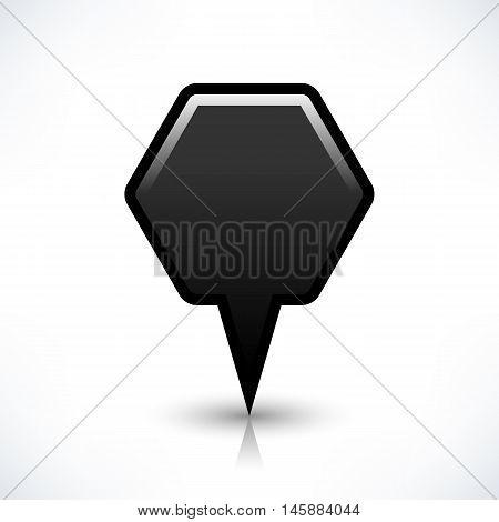 Blank map pin location sign rounded hexagon shape icon with gray shadow and gradient reflection isolated on white background in simple flat style. Web design element save in vector illustration 8 eps