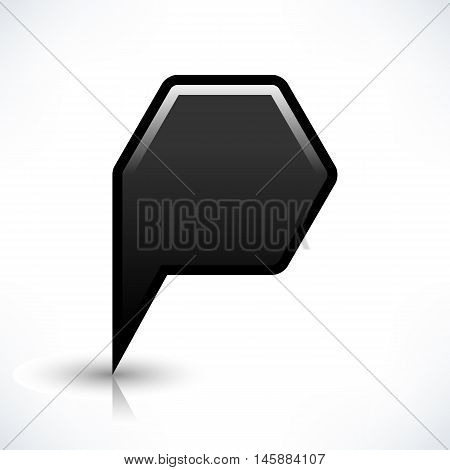 Blank map pin location sign rounded hexagon shape icon with gray shadow and gradient reflection isolated on white background in simple flat style. Web design element save in vector illustration 8 eps