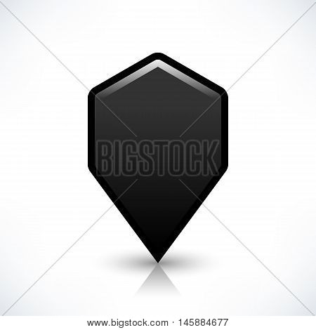 Blank map pin location sign rounded hexagon shape icon with gray shadow and gradient reflection isolated on white background in simple flat style. Web design element save in vector illustration 8 eps
