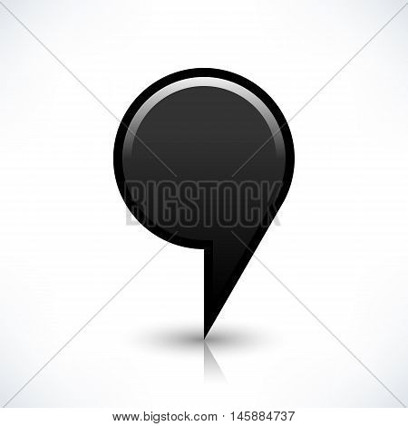 Blank map pin location sign circle shape icon with gray shadow and gradient reflection isolated on white background in simple flat style. Web design element save in vector illustration 8 eps