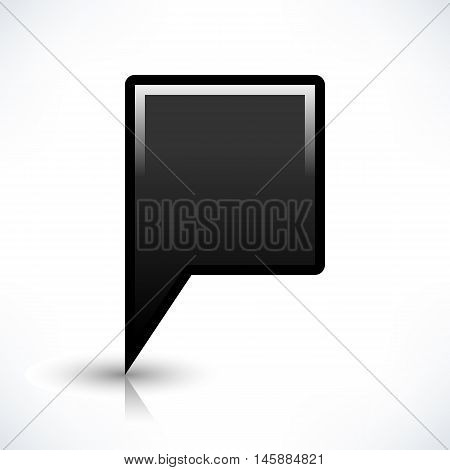Blank map pin location sign rounded square shape icon with gray shadow and gradient reflection isolated on white background in simple flat style. Web design element save in vector illustration 8 eps