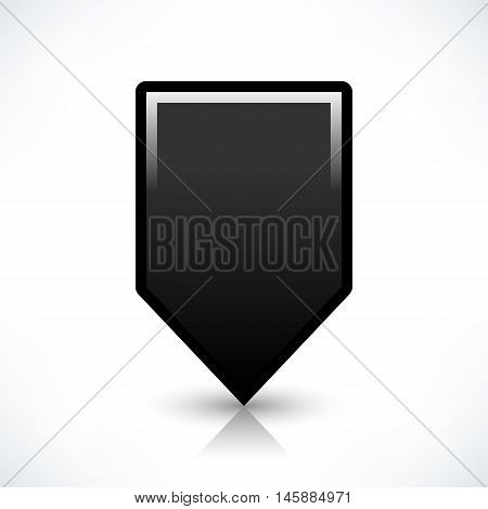 Blank map pin location sign rounded square shape icon with gray shadow and gradient reflection isolated on white background in simple flat style. Web design element save in vector illustration 8 eps