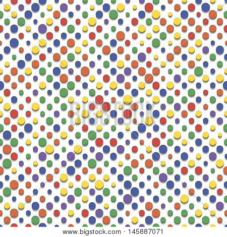 Colored circles of different sizes with shadow. Seamless pattern