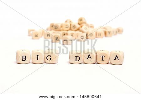 word with dice on white background - big data
