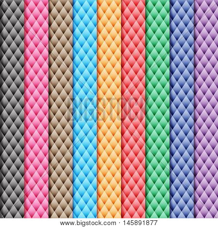 Colored rhombus. Stripes. Seamless pattern. Color palette