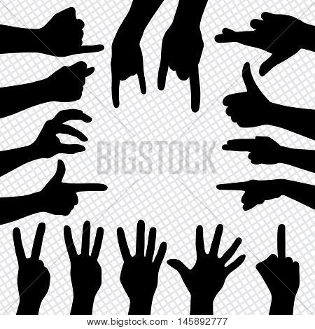 Differend sign by hands. Silhouettes of hands