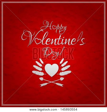 Happy valentines day. Text on red paper background. Vintage style