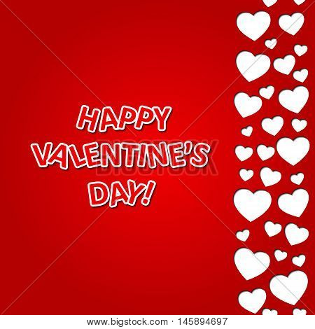 Happy Valentine's day. Red card with text and hearts