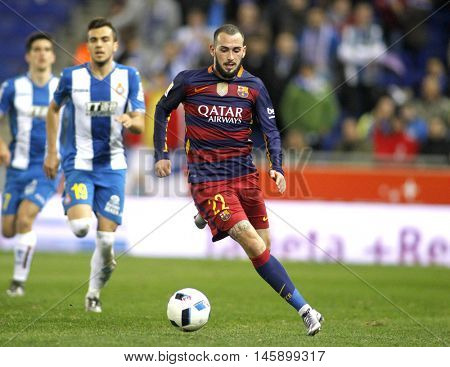BARCELONA, SPAIN - JAN, 13: Aleix Vidal of FC Barcelona during a Spanish Kings Cup match against RCD Espanyol at the Power8 stadium on January 13, 2016 in Barcelona, Spain