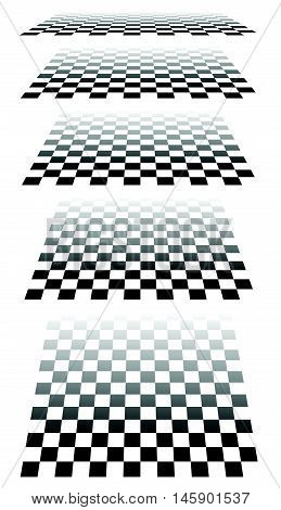 Set Of Chess, Checkered Boards In Perspective