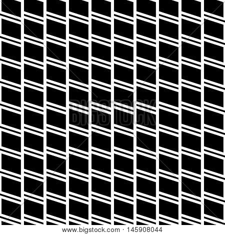 Geometric Seamless Monochrome Pattern With Parallelograms, Squares.