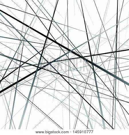 Geometric Art Random Intersecting Lines. Asymmetric Irregular Lines Pattern.