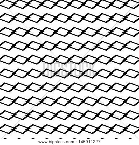 Geometric Seamless Monochrome Pattern With Parallelograms, Squares.