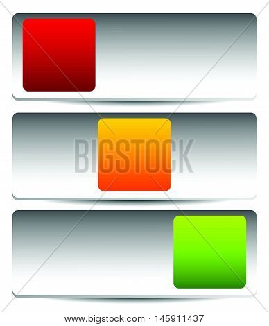 Rectangular Button, Switch, Toggle In 3 State
