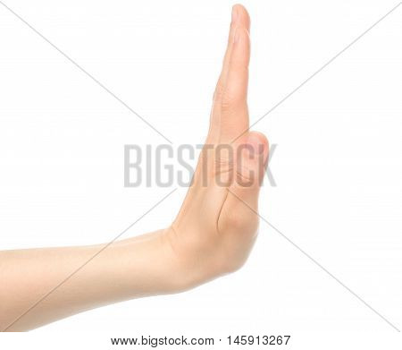 Woman hand on a white backround close-up
