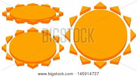 Sun With Corona Icon. Simple Geometric Clip Art.