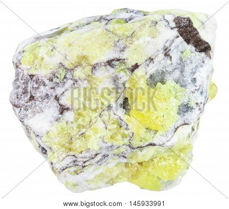 Sulfur ( Brimstone, Sulphur) Vein In Rock Isolated