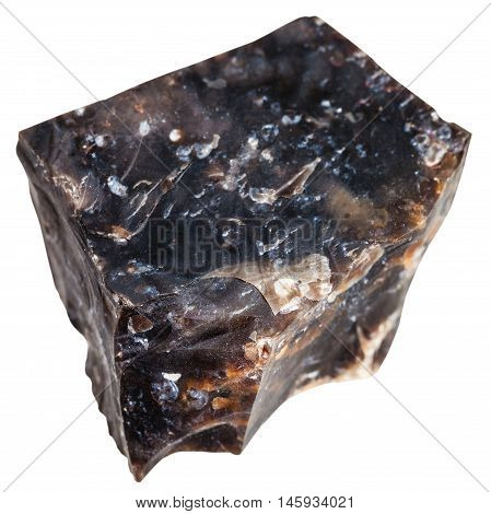 Natural Black Flint Mineral Isolated On White