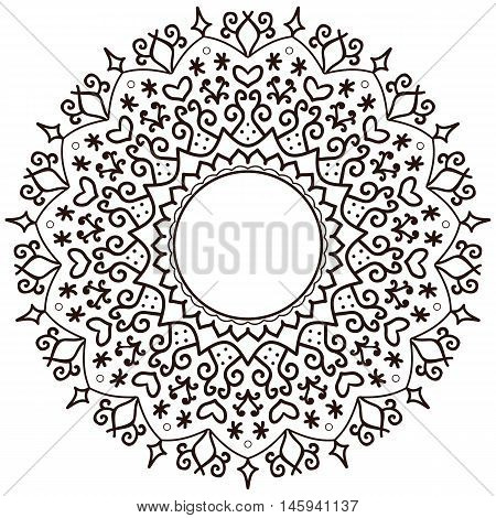 Mandala. Vintage decorative elements. Hand drawn background. Islam, Arabic, Indian, ottoman motifs. Mehndi art design. Ornamental round element