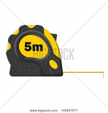 Yellow Measure Tape Isolated On White Background, Vector Illustration