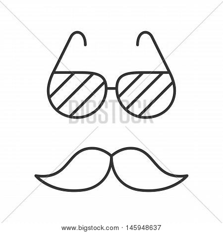 Glasses and mustache thin line vector illustration. Party and Celebration icon.