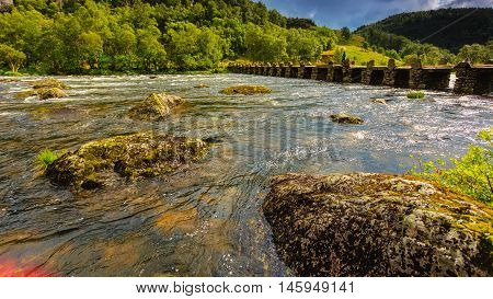 Tourist Woman On Bridge Terland Klopp In Norway
