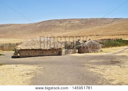 Arusha, Tz - Circa August 2010 - Masai Village In Serengeti National Park.