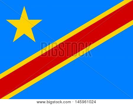 Flag of Democratic Republic of the Congo correct size proportion colors. Accurate official standard dimensions. DR Congo national flag. African patriotic symbol banner element. Vector illustration
