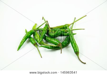Thai Green ChiliT Isolated with White Background