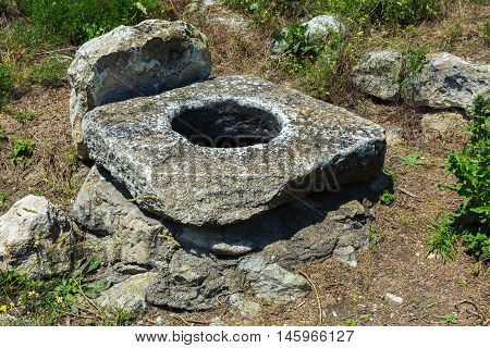 Well ancient ruins Cimmeric. Opuksky Reserve on the southern coast of Kerch Peninsula.